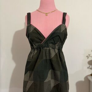 Reef Mixed-Print Dark Grey Babydoll Top